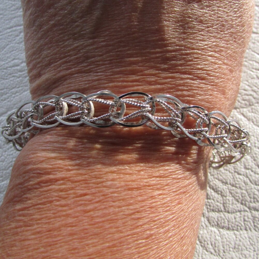 Sterling Silver Vintage Link Charm Bracelet - 7.5"-8"